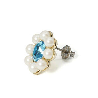 パールブルームミニoneピアス（アクアマリン）