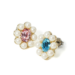 パールブルームミニoneピアス（アクアマリン）