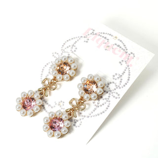 Pearl Bloom Ribbon clip on earrings (Peach & Berry)