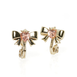Strawberry Bow clip on earrings