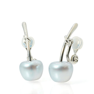 Kids Pearl Cherry clip on earrings (BLUE)