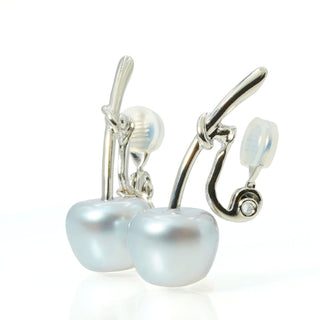 Kids Pearl Cherry clip on earrings (BLUE)