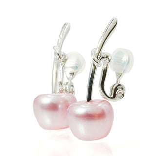 Kids Pearl Cherry clip on earrings (PINK)