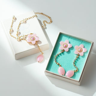 cherry blossom clip on earrings