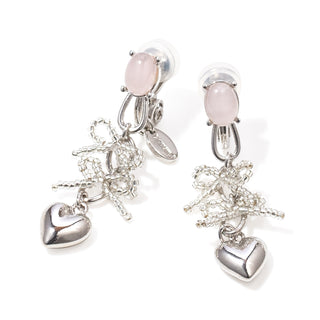 connect heart ribbon clip on earrings