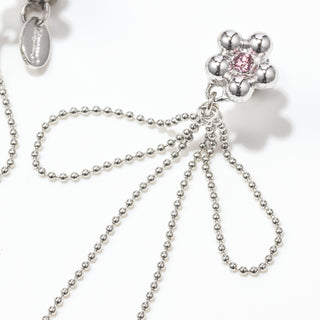 ball chain ribbon clip on earrings