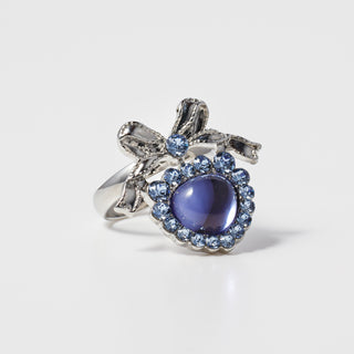Gem ribbon heart ring (Tanzanite)