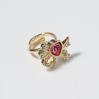 Rosette jewel ribbon ring