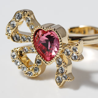 Rosette jewel ribbon ring