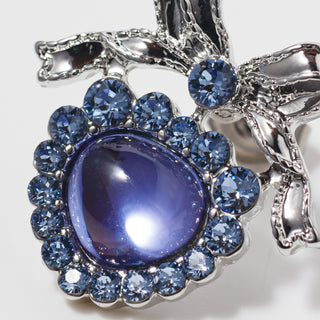 Gem ribbon heart earrings (Tanzanite)