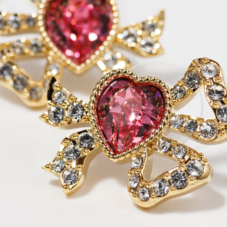 Rosette Jewel Ribbon Earrings