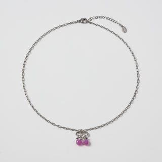 [PLAZA POPUP Exclusive] Heart Cherry Necklace (Grape Nougat)