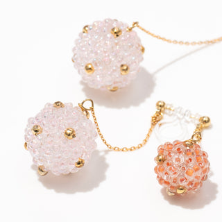 Flower ball bead earrings