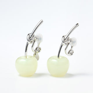Color-changing cherry clip on earrings (GRN/BL)