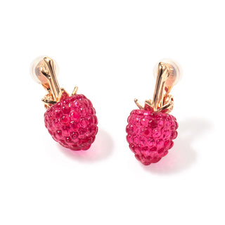 raspberry clip on earrings