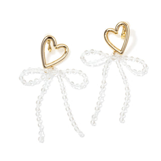 heart twist bead clip on earrings