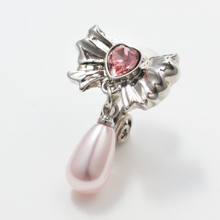 ピンク・ドロップ・リボンイヤリング