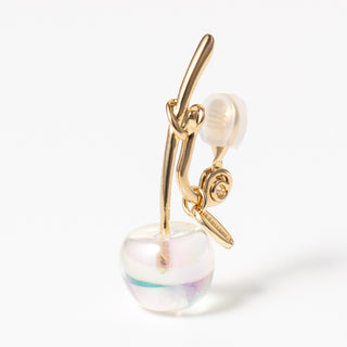 Kids cherry clip on earrings (soap bubble clear)