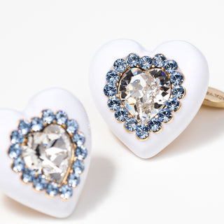 White Heart Earrings