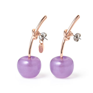 Cherry clip on earrings (purple round)