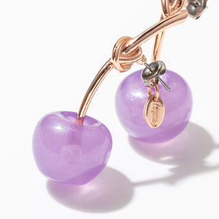 Cherry clip on earrings (purple round)