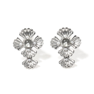 Shell cross clip on earrings (silver/crystal)
