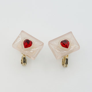 Love Letter clip on earrings (Baby Pink)