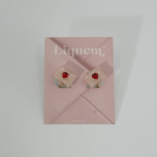 Love Letter clip on earrings (Baby Pink)