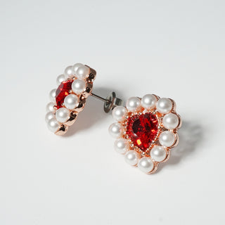 Portrait Heart Earrings (Red)
