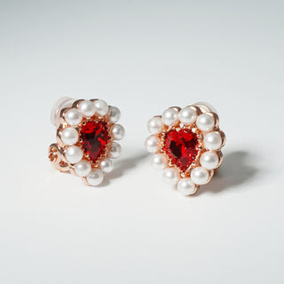 人像心型耳環（紅色）