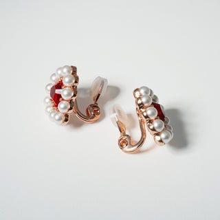 人像心型耳環（紅色）