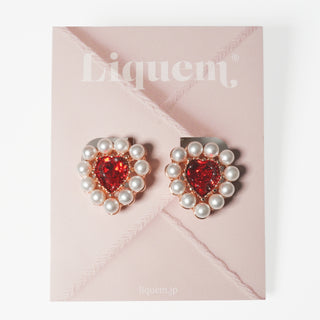 人像心型耳環（紅色）