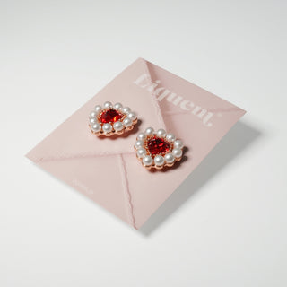 Portrait Heart Earrings (Red)