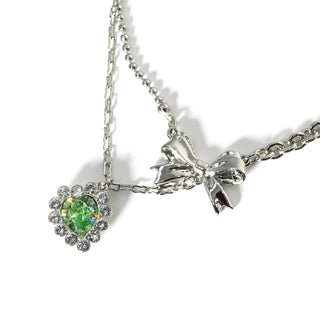 リボンtoハートネックレス（ペリドット）