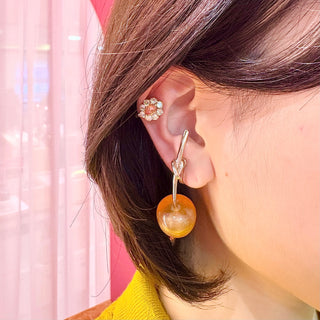 【ラフォーレ原宿店限定カラー】ビンテージガラスブルームミニoneピアス（フォーチュン・サンライズ）