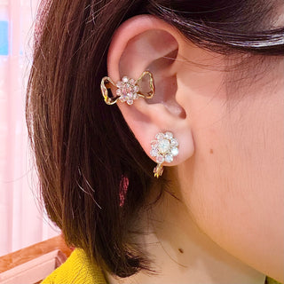 【オンライン限定カラー】ビンテージガラスブルームミニoneピアス（フォーチュン・ミスト）