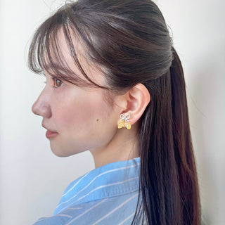 Ribbon Lemon clip on earrings