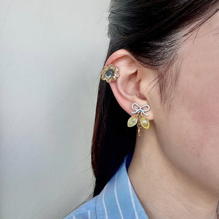 Ribbon Lemon clip on earrings