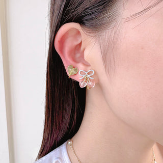 minimini Heart Cherry clip on earrings (BLPK)