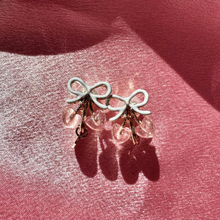 minimini Heart Cherry clip on earrings (BLPK)