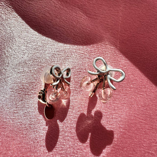 minimini Heart Cherry clip on earrings (BLPK)