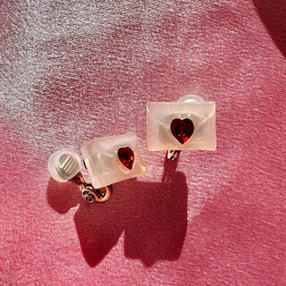 Love Letter clip on earrings (Baby Pink)
