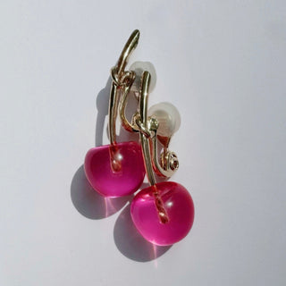 Liquem/kids cherry clip on earrings (passion pink)