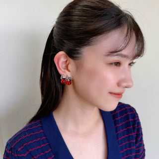 ツインチェリー・リボンピアス