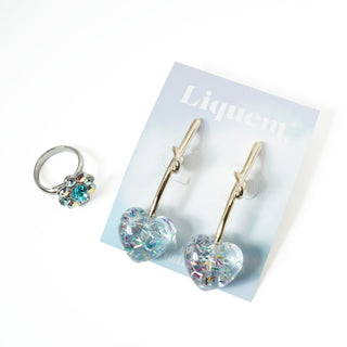 [Laforet Harajuku Exclusive] Heart Cherry Earrings (Party Blue)