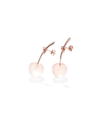 Rose quartz cherry earrings (PKGLD)