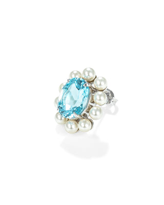Mini one earrings/oval (blue topaz)