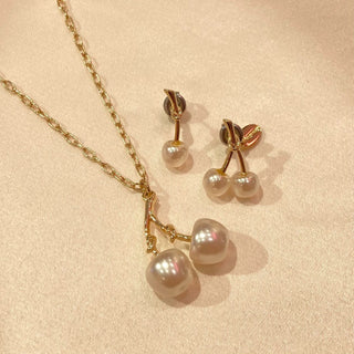 pearl cherry necklace