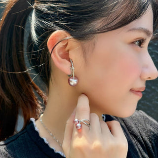 Kids Pearl Cherry clip on earrings (PINK)