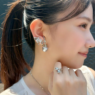 Kids Pearl Cherry clip on earrings (BLUE)